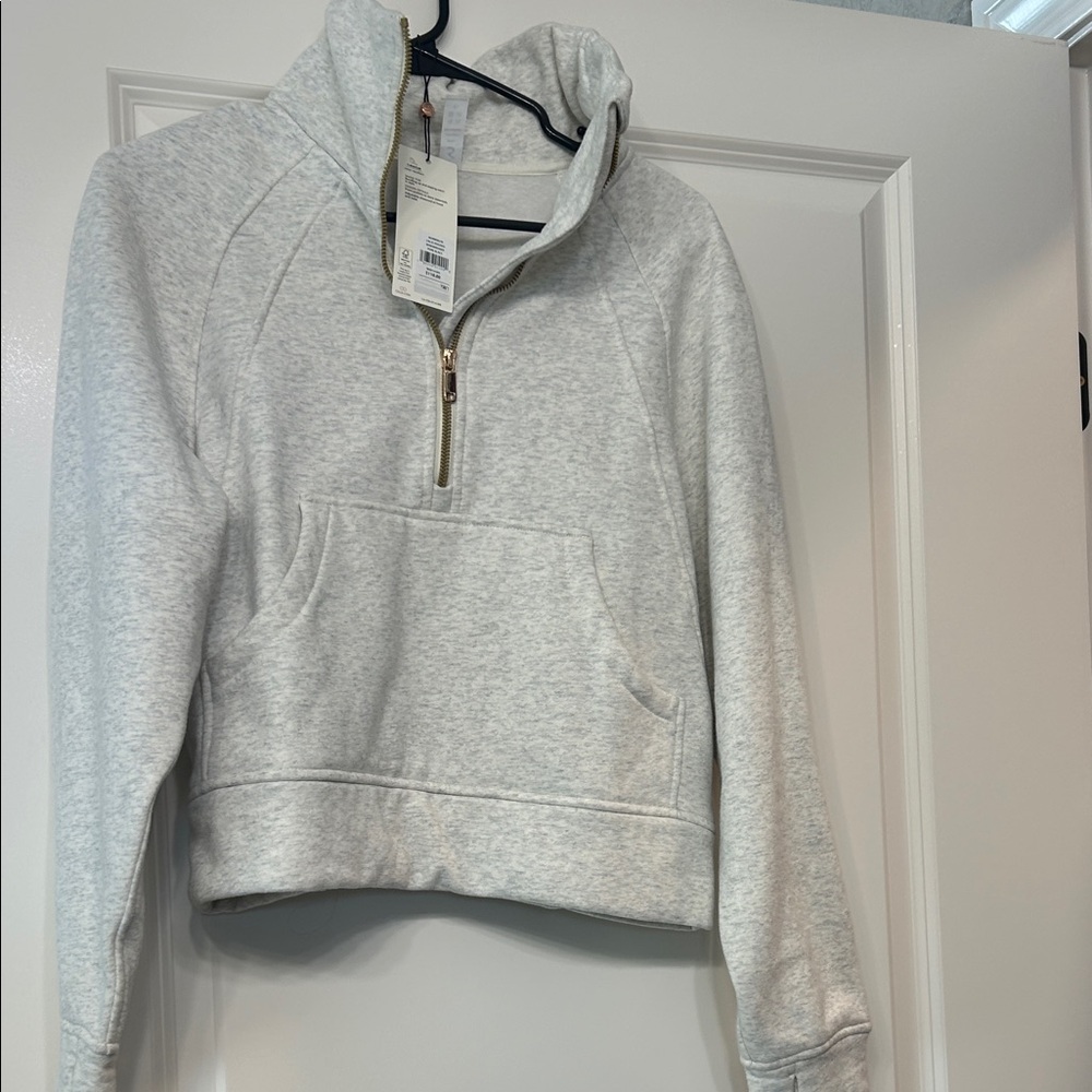 CALIA by Carrie Underwood Light Gray Half-Zip Cowl Neck Sweater